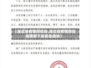 【湖北省疫情防控会,湖北省疫情防控指挥部下发紧急通知】
