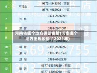 河南省哪个地方确诊疫情(河南哪个地方出现疫情了2021年)