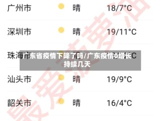 广东省疫情下降了吗/广东疫情0增长持续几天