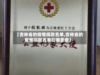 【吉林省的疫情捐款名单,吉林省的疫情捐款名单在哪里查】