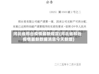 河北省邢台疫情最新规定(河北省邢台疫情最新数据消息今天新增)