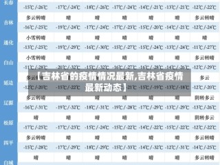 【吉林省的疫情情况最新,吉林省疫情最新动态】