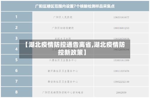 【湖北疫情防控通告离省,湖北疫情防控新政策】-第1张图片