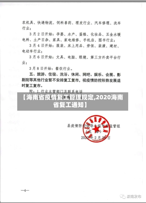 【海南省疫情复工管理规定,2020海南省复工通知】-第1张图片