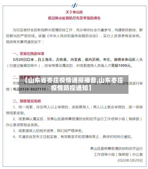 【山东省枣庄疫情通报播音,山东枣庄疫情防控通知】-第2张图片