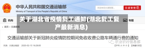 关于湖北省疫情复工通知(湖北复工复产最新消息)-第1张图片