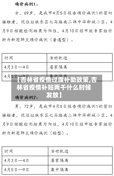 【吉林省疫情过渡补助政策,吉林省疫情补贴两千什么时候发放】-第3张图片