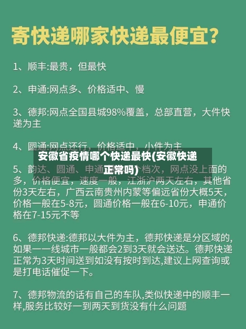 安徽省疫情哪个快递最快(安徽快递正常吗)-第2张图片