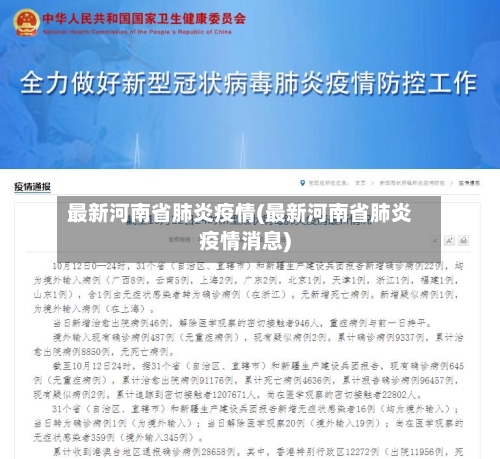 最新河南省肺炎疫情(最新河南省肺炎疫情消息)-第1张图片