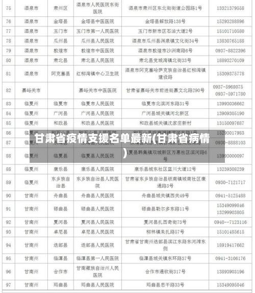 甘肃省疫情支援名单最新(甘肃省病情)-第3张图片