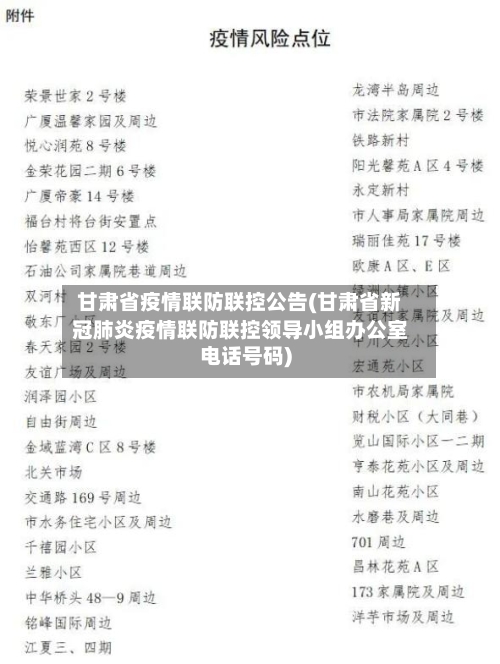 甘肃省疫情联防联控公告(甘肃省新冠肺炎疫情联防联控领导小组办公室电话号码)-第3张图片