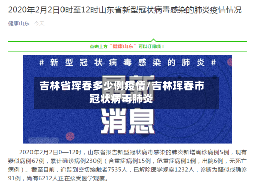 吉林省珲春多少例疫情/吉林珲春市冠状病毒肺炎-第1张图片