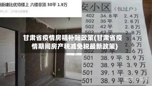甘肃省疫情房租补贴政策(甘肃省疫情期间房产税减免税最新政策)-第1张图片