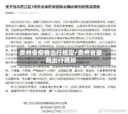 贵州省疫情出行规定/贵州省最新出行通知-第1张图片