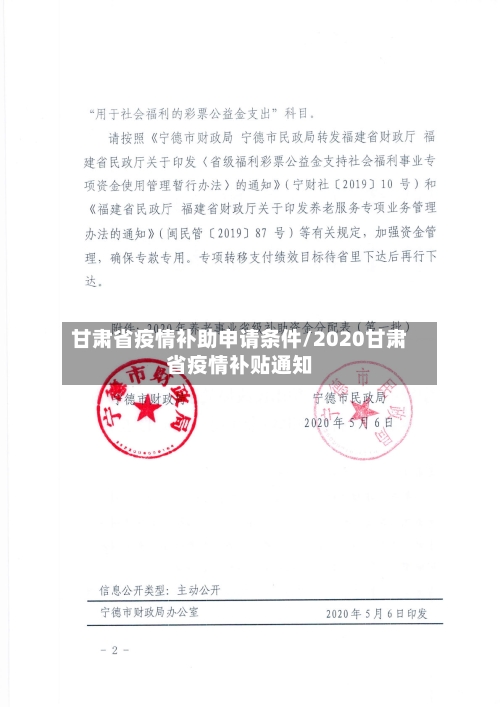 甘肃省疫情补助申请条件/2020甘肃省疫情补贴通知-第1张图片