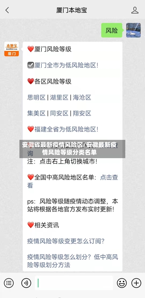 安徽省最新疫情风险区/安徽最新疫情风险等级分类名单-第3张图片