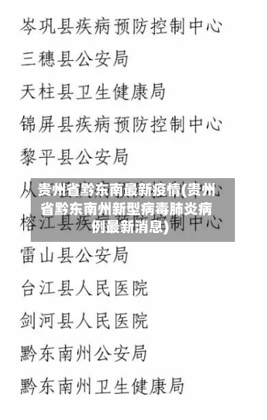 贵州省黔东南最新疫情(贵州省黔东南州新型病毒肺炎病例最新消息)-第1张图片