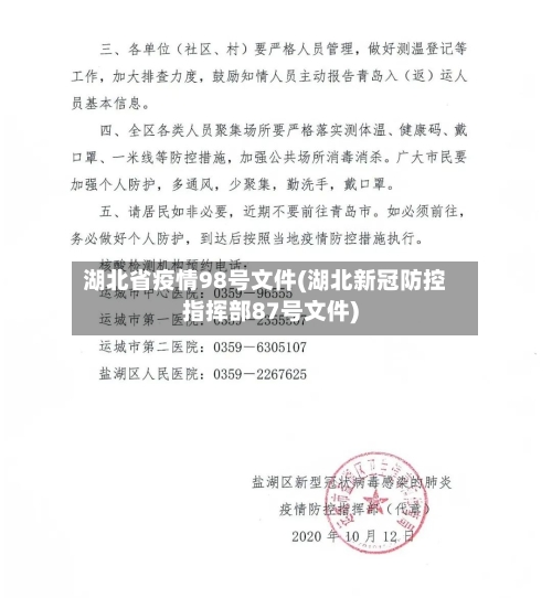 湖北省疫情98号文件(湖北新冠防控指挥部87号文件)-第1张图片