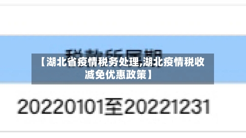 【湖北省疫情税务处理,湖北疫情税收减免优惠政策】-第1张图片