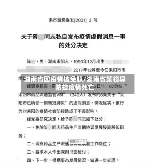 湖南省因疫情被免职/湖南省某领导防控疫情死亡-第3张图片
