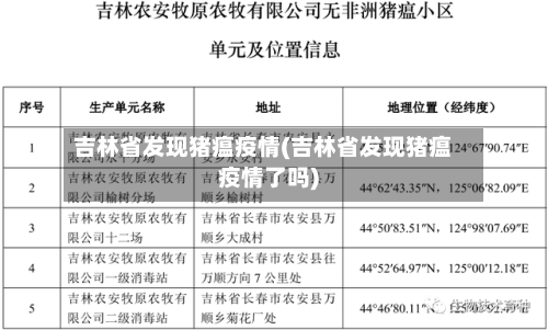 吉林省发现猪瘟疫情(吉林省发现猪瘟疫情了吗)-第1张图片