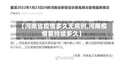 【河南省疫情多久无病例,河南疫情要持续多久】-第1张图片