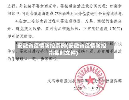 安徽省疫情防控条例(安徽省疫情防控指挥部文件)-第1张图片