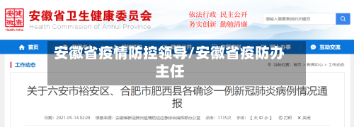 安徽省疫情防控领导/安徽省疫防办主任-第1张图片