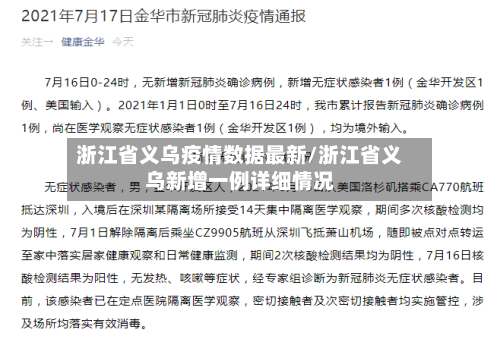 浙江省义乌疫情数据最新/浙江省义乌新增一例详细情况-第1张图片