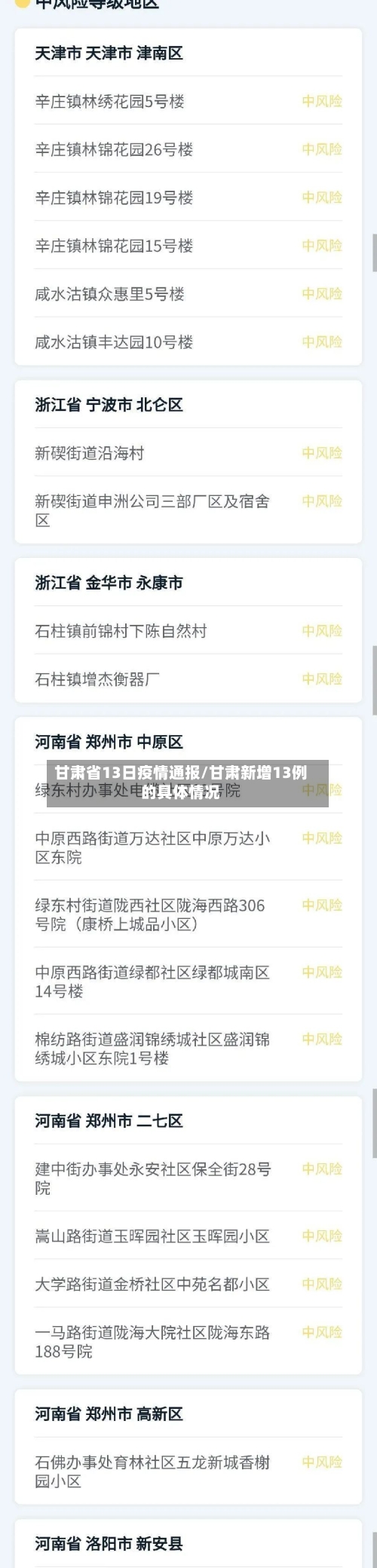 甘肃省13日疫情通报/甘肃新增13例的具体情况-第2张图片