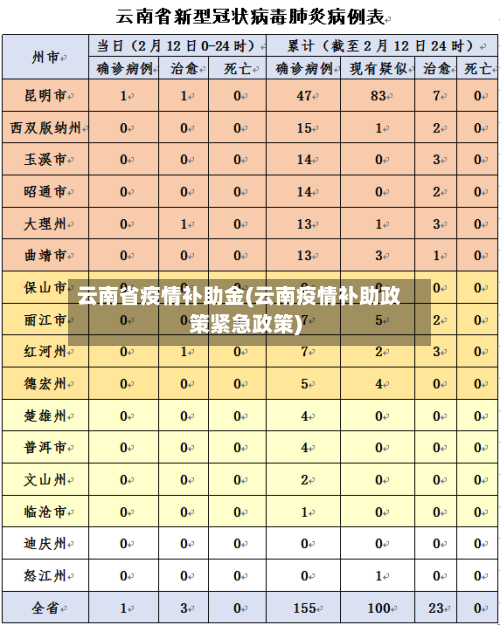云南省疫情补助金(云南疫情补助政策紧急政策)-第1张图片