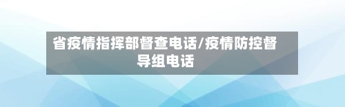 省疫情指挥部督查电话/疫情防控督导组电话-第2张图片