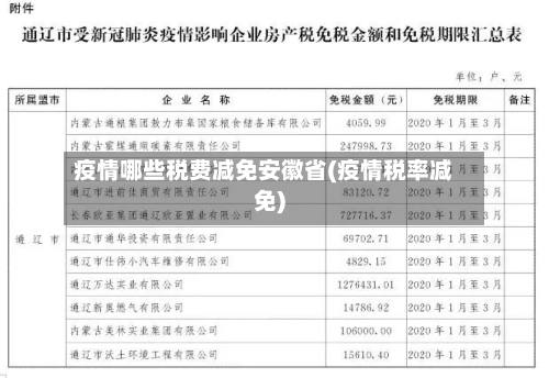 疫情哪些税费减免安徽省(疫情税率减免)-第1张图片