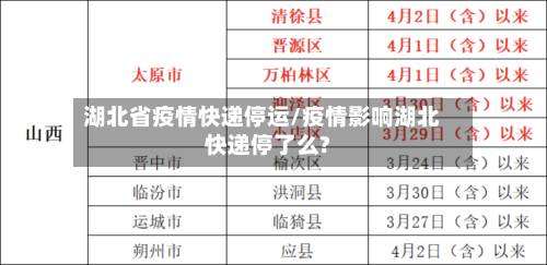 湖北省疫情快递停运/疫情影响湖北快递停了么?-第1张图片
