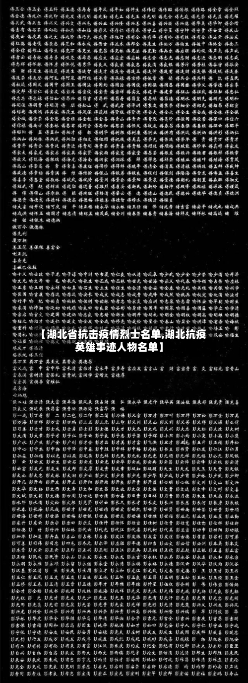 【湖北省抗击疫情烈士名单,湖北抗疫英雄事迹人物名单】-第1张图片