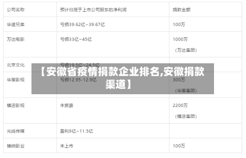 【安徽省疫情捐款企业排名,安徽捐款渠道】-第2张图片