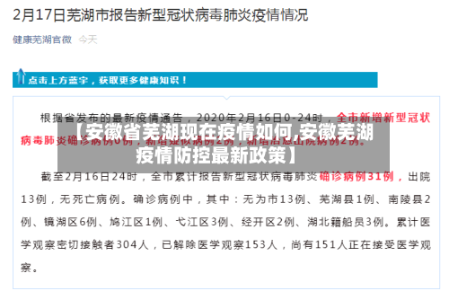【安徽省芜湖现在疫情如何,安徽芜湖疫情防控最新政策】-第1张图片