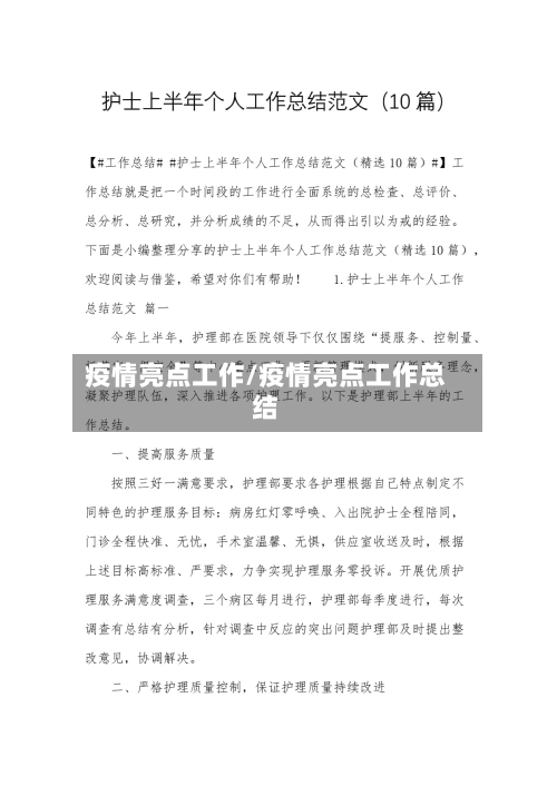 疫情亮点工作/疫情亮点工作总结-第1张图片