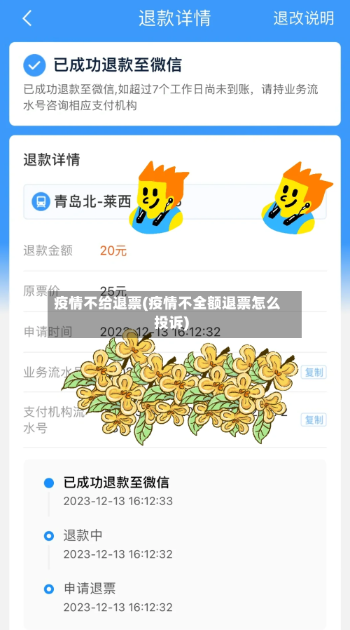 疫情不给退票(疫情不全额退票怎么投诉)-第1张图片