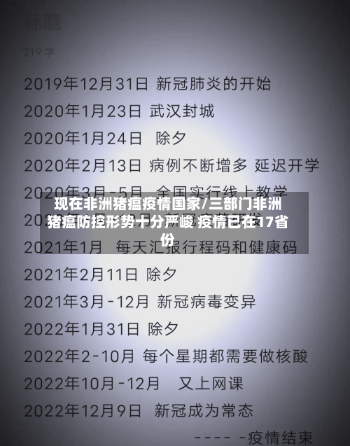 现在非洲猪瘟疫情国家/三部门非洲猪瘟防控形势十分严峻 疫情已在17省份-第2张图片