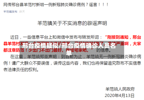 邢台疫情疑似/邢台疫情确诊人员名单-第2张图片