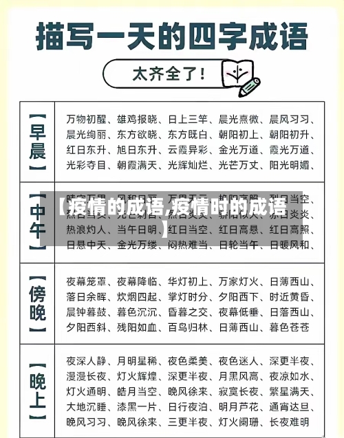【疫情的成语,疫情时的成语】-第1张图片